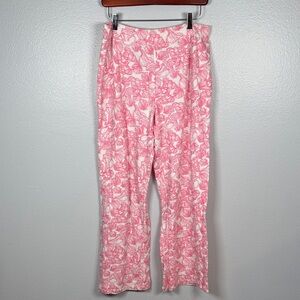 Lilly Pulitzer Pink/White Seashell wide leg pajama pants size large